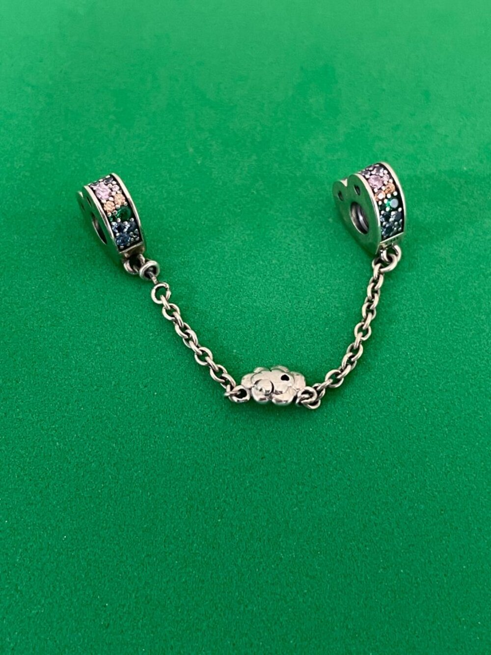 Pandora Rainbow Hearts & Cloud Safety Chain Charm Sterling silver Charm - Picture 5 of 6